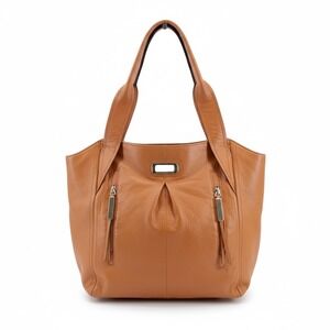 B. Makowsky Dunaway Glove Leather Tote Nutmeg Leather Hobo‎ Shoulder Bag Gift